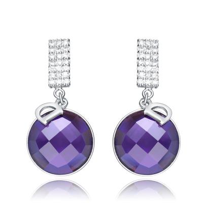 China Fashion Trendy Earring 925 Sterling Silver Purple CZ Women Gift Drop Earring Drop Jewelry for sale