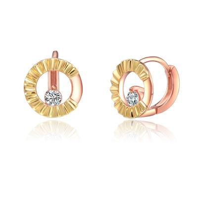 China 2021 FASHIONABLE new design minimalist rose double gold zirconia women's earrings circle earrings jewelry for sale