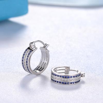 China FASHIONABLE Best Selling Exquisite Luxury Blue White Zirconia Earring Women Earring Circle Jewelry for sale