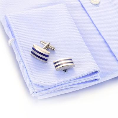 China Manufacturer Direct Sales Business Classic High Quality Classic Blue Stripe 925 Sterling Silver Men's Suit Cufflinks Suit Cufflinks for sale