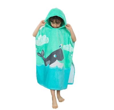 China Viable Cartoon Quick Dry Microfiber Poncho Bath Towel Baby Bathrobe Baby Hooded Beach Towel for sale