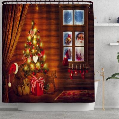 China Tree Printed Waterproof Shower Curtain Safe For Christmas Decor Bathroom Kids for sale