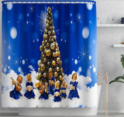 China Wholesale Child Safe Optional Polyester Printed Christmas Bath Curtain Shower Curtains for sale