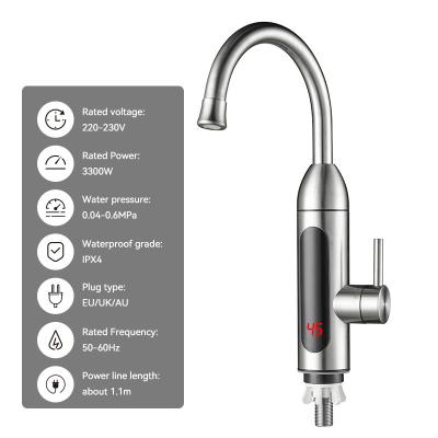 China 220-230V Snel verwarmen 304 roestvrij staal Instant Electric Hot Water Tap Voor Keuken Te koop