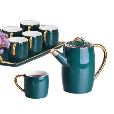 China Sustainable Light And Exaggerated Gold Tea And Coffee Set Teapot Set Modern Tea Set for sale