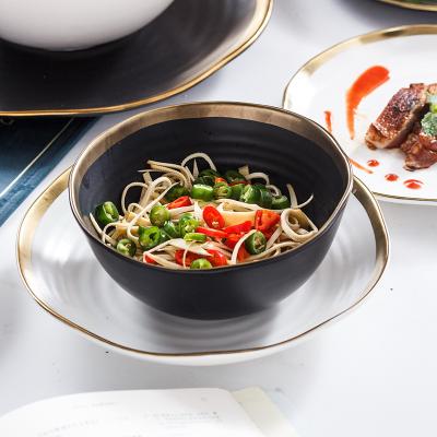 China Disposable Hot Sale Restaurant Porcelain Dishes Bowl Set Dinner Set High Quality Cookware Sets Pizza Dishes for sale