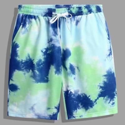 China Custom Drawstring Waist Tie Dye Pattern Mens Sports Track Shorts Anti-wrinkle Apparel Factory OEM Men's Shorts for sale