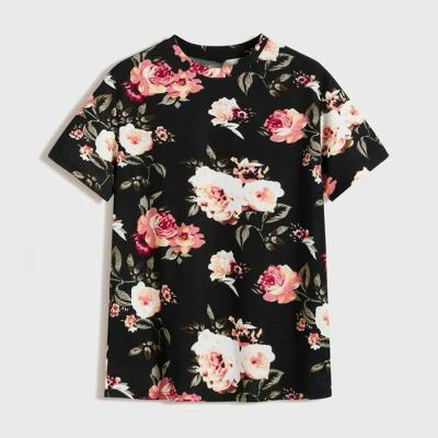 China Best Quality Wholesale Cheap Price Men's T Shirts New Arrival Floral Print Short Sleeve T Shirt Anti Shrink T Shirts for sale