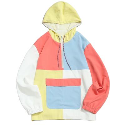 China Viable Colored Half Pocket Large Zipper Hooded Anorak Jacket for sale