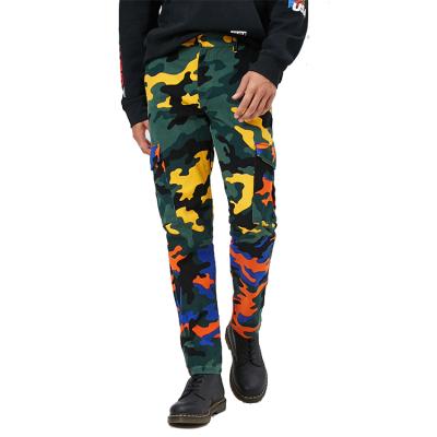 China Wholesale Multicolor Color Fade Proof Long Side Pockets Print Straight Leg Man Jeans Pants for sale