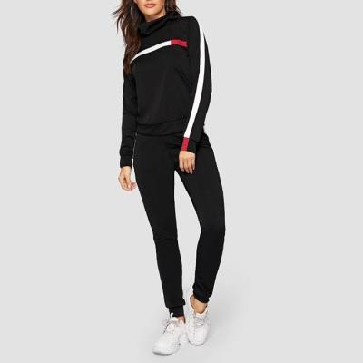 China Wholesale Custom Logo Women Tracksuit Color Block Sweatshirt Loose Tracker Breathable Sets Women Two Piece Sweatsuits for sale