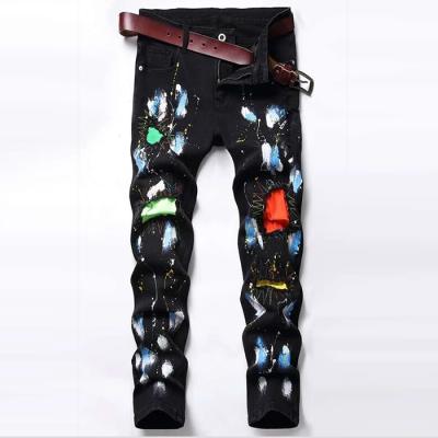 China Factory OEM Breathable Professional Custom Ripped Color Block Skinny Mens Jeans Pants for sale