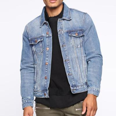 China OEM Manufacturers Denim Jacket Reversible Custom Vintage Style Lightweight Distressed Mens Jeans Jacket for sale