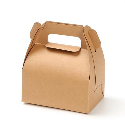 China Disposable Small Kraft Paper Cookie Baking Dessert Packing Box Cookies Nougat Gift Box Kraft Paper Portable Pastry Packing Boxes for sale