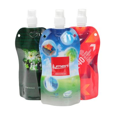 China Moisture Proof Hot Sale Portable Sports Outdoor Foldable Colapsible 500ml Plastic Drinking Folding Water Bottle Water Bag for sale