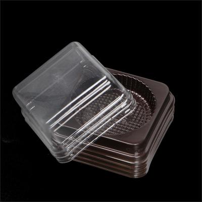 China Disposable Square Moon Cake Trays Mooncake Packaging Box Container Holder With Covers Pet Plastic Transparent Baking Dessert Cake Boxes for sale