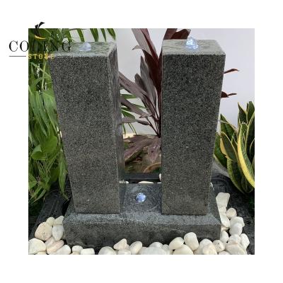 China Modern Water Feature AA009 Granite Dark Gray Water Fountain With Basin Waterfall Fountain Water Features for sale