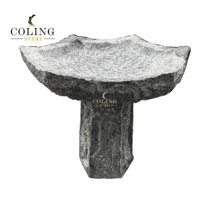 China ABZ314-1 Traditional Stone Washbasin Gray Granite Hand Carved Washbasin Garden Ornament Stone Washbasin for sale