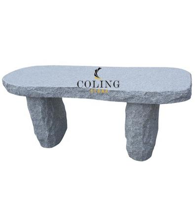 China Modern Cheap Garden Outdoor Stone Table And Benches Outdoor Silver Gray Granite Garden Bench Stone Natural Garden Furniture for sale