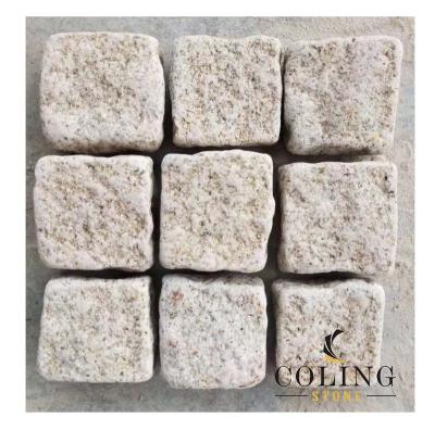 China Cobblestone Cobble Stone Granite Stone Cube Stone Cobblestone Cobblestone Yellowdish Yellowdish Granite Factory Manufacturer Factory Wholesale Traditional Cobblestone Sunset for sale