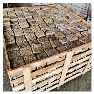 China Factory Manufacturer Factory Wholesale Traditional Cobblestone Sunset Yellow Granite Cube Landscaping Cobblestone Granite Cobblestone Pavers for sale