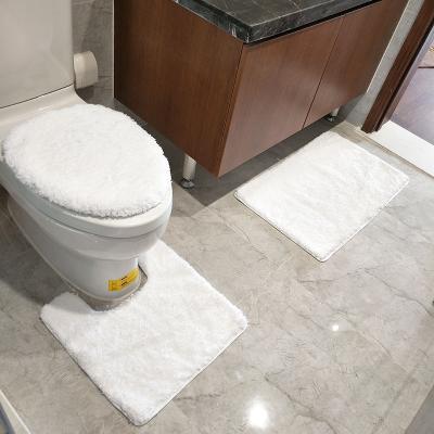 China Amazon Best Selling Three Piece Set Of Super Soft Suede Anti Slip Bathroom Mat Absorbent Door Mat Washable for sale