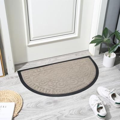 China Modern Polyester Floor Rubber Cover Non-slip Round Half Door Mat For Entrance for sale