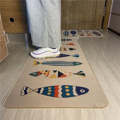 China Custom Canvas Rubber Flooring Mat Kitchen Non-Slip Mat Modern Cartoon for sale