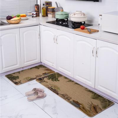 China 2 Piece Microfiber Kitchen Cushioned Chef Soft Non-Slip Rubber Washable Back Floor Mats Washable Doormat Bathroom Covers for sale