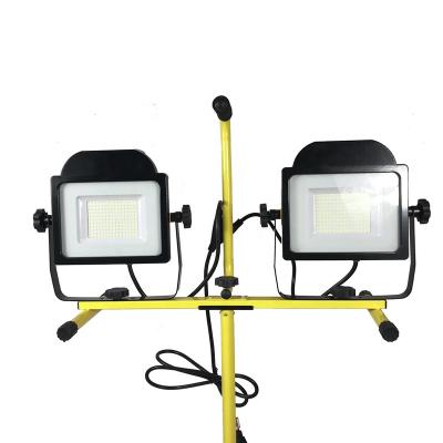 China Warehouse Tripod 2X100W 20000 Lumen Head Led Work Light With Tripod Stand Use For Workshop And Outdoor Twin for sale