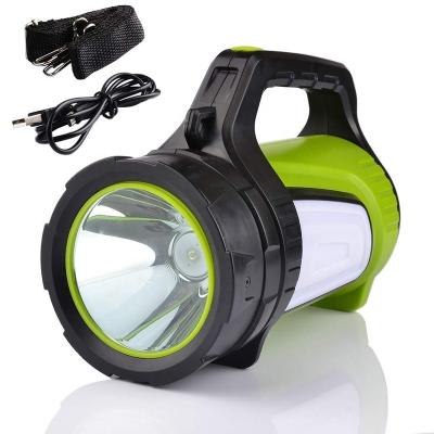 China Outdoor 10W Multi-Feature Handheld With USB Port Rechargeable Lithium Batteryled Backuped LED Torch Flashlight for sale