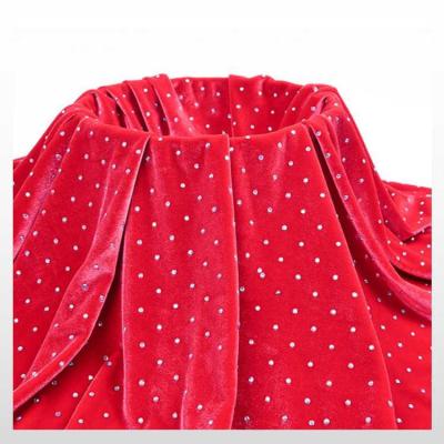 China Stretch Korea Red Velvet Cloth Fabric For Stretch Velvet Dress With Stones Diamond Dancewear Costume Clothes Luxury (S STONE) for sale