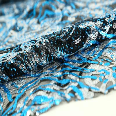 China 2021 Handmade Material Dancewear Accessories Diy Aluminum Embroidery Wedding Dress Lace Fabric 3mm Metallic Blue Sequins Decoration for sale