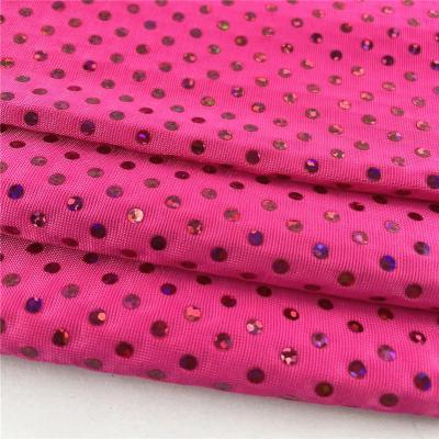 China 2022 Spandex Fuchsia Stretch High Quality Polyester Knit Hologram Fabric For Women Costume Dress Dress Fabrics for sale