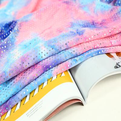 China 2022 High Quality Stretch Spandex Ivory Polyester Knit Hologram Fabric For Women Costume Dress Fabrics for sale