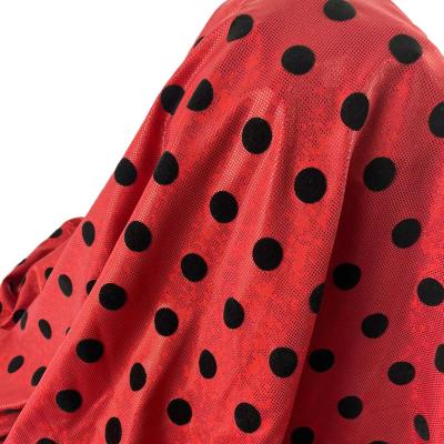 China Nylon+Spandex Red Stretch Ladies New Assembled Foil Black Knitting Dots DIY Dress Fabrics Costume Fabric Dance Wear Halloween Designs for sale