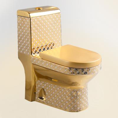 China Operation Fancy Vaso Sanitario Automatic Gold Toilet Bowl Plated Wc Ware Bathroom White Gold Color Ceramic Sanitary Toilet for sale