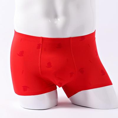 China Anti-wrinkle fashion high quality comfortable elastic underwear men's stylish red solid boxer briefs for sale