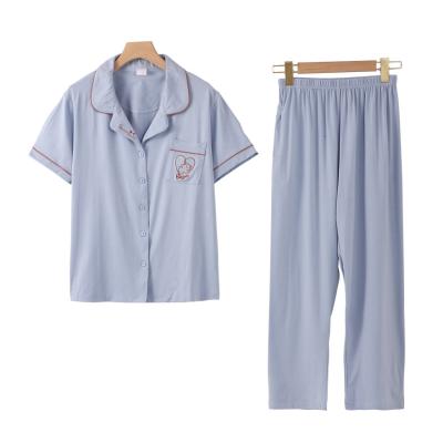 China QUICK DRY Women's Pure Color Leisure Wear Cotton Girls Pajamas Sets With Long Pants Wholesale for sale