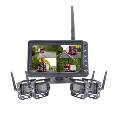 China Waterproof Touch Button 4 Radio Camera System Night Vision With 7 Inch Quad Monitor 1080P For Truck for sale