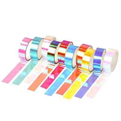 China Waterproof Colored Laser Film Rainbow Decorative Holographic Tape for sale