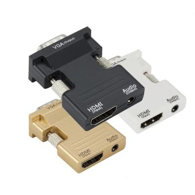 China TRRRS Female-HDMI to VGA Adapter Cable Male to Female-HDMI to VGA Converter Adapter 1080P Digital-Analog Video-Audio for Tablet for sale