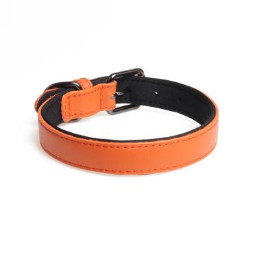 China Wholesale Custom Viable Simple Genuine Leather Dog Collar Soft Genuine Leather Padded Dog Collar for sale