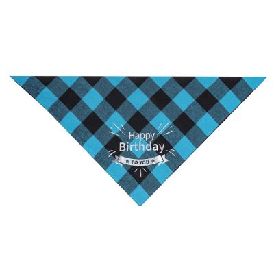 China Sustainable Hot Selling Custom Cute Soft Plaid Dog Bandana Birthday Dog Bandana Set for sale