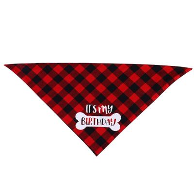 China Sustainable Wholesale Fashion Designer Dog Accessories Soft Cute Happy Birthday Dog Bandana for sale