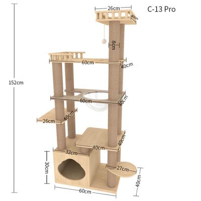 China Small Viable Medium Big Cat Interactive Wooden Treehouse for sale