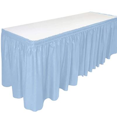 China Low Price Oilproof Rectangular Waterproof Disposable Waterproof PE Tablecloth Oilproof Plastic Table Skirt For Hotel Wedding Party for sale