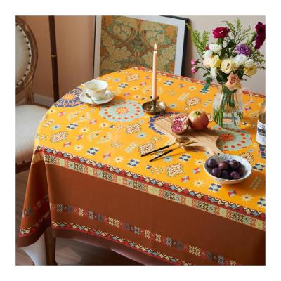 China Custom Custom Tablecloth Waterproof Luxury Pastoral Floral Plastic Pattern Cover Soft PU Leather Tablecloth for sale