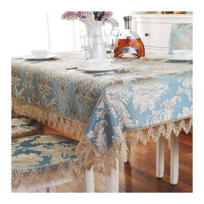 China Home and hotel use soft wholesale table cover embroidery tablecloth lace luxury fancy rectangular floral tablecloth for sale