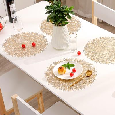 China Sustainable Round Nordic Vinyl Dining Table Mat Gold Place Mat PVC for sale